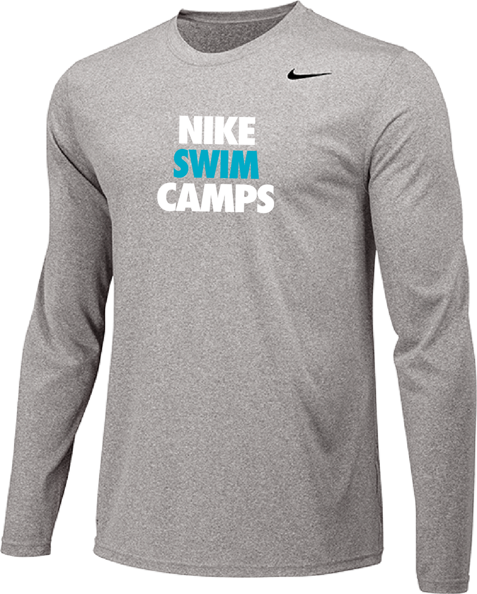 Nike Swim Camps Long Sleeve DriFit Tee Carbon Heather US Sports Camps